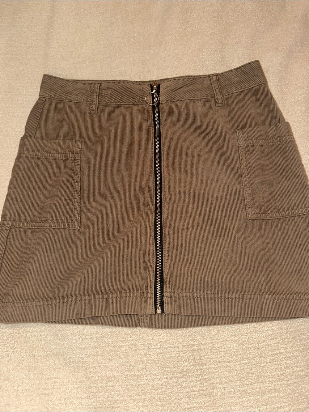 PacSun Brown Corduroy Front-Zip Mini Skirt